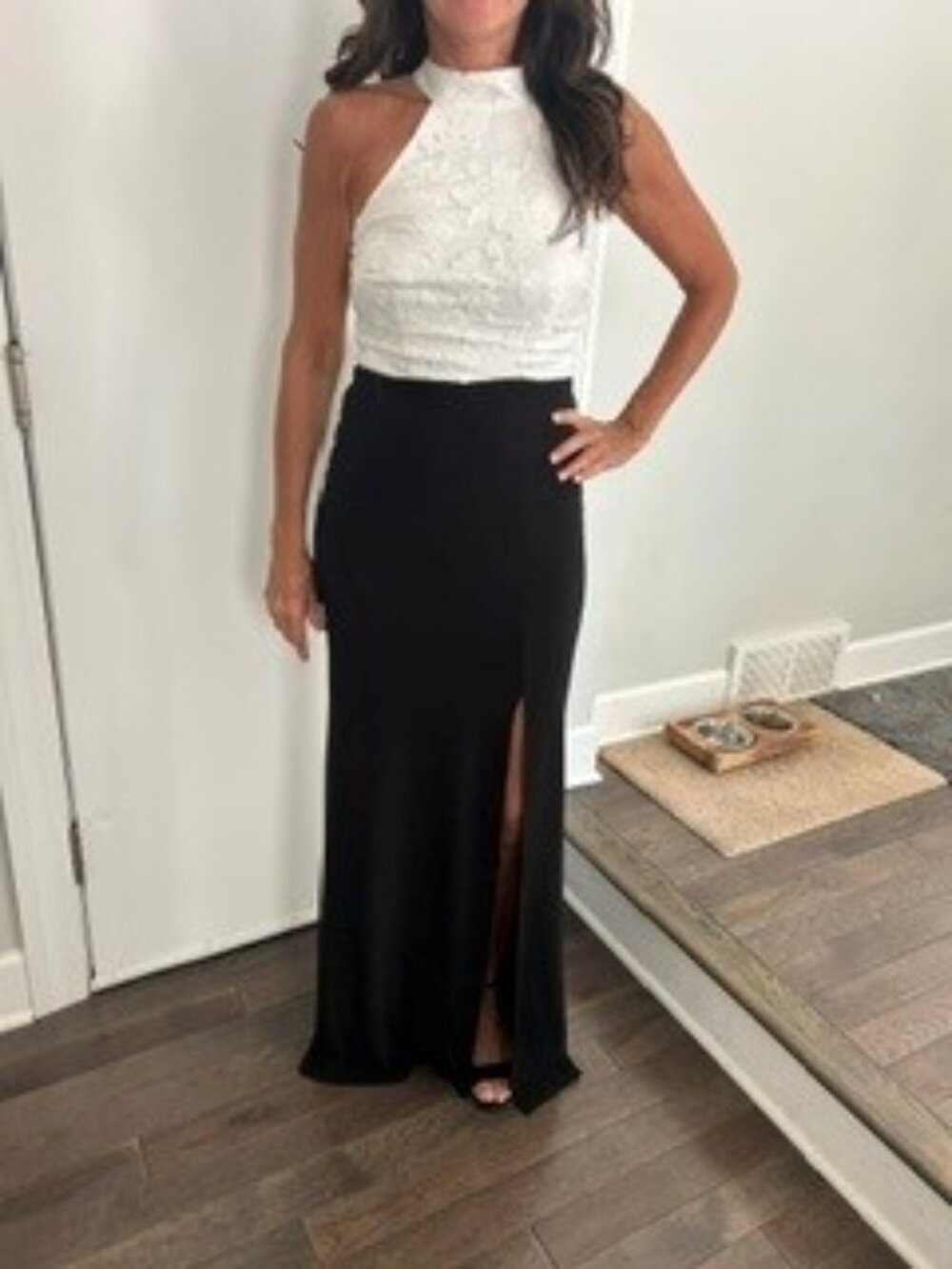 B.DARLING Black and White Halter Maxi Dress B Darlin